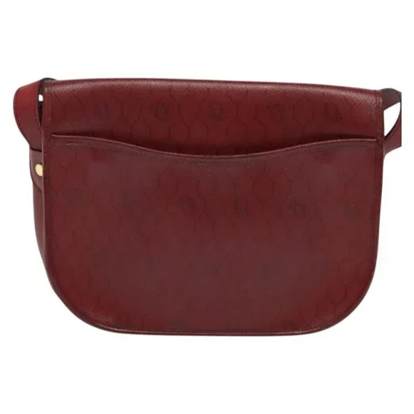 Christian Dior Honeycomb Canvas Shoulder Bag PVC Red Gold Auth 134766